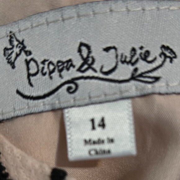 Pippa and Julie Pink/Black lined Girls Dress - Picture 3 of 4